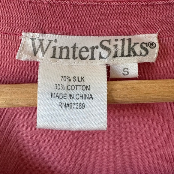 WinterSilks Pink Silk Blend V-Neck Top | Size Small - Picture 5 of 6
